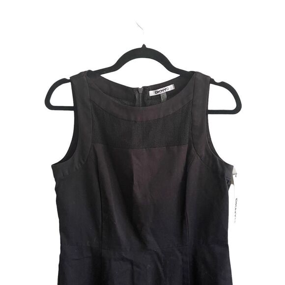 DKNYC Cotton Stretch Sleeveless Sheath Tank Dress Knee Length Black 6 - Picture 4 of 8
